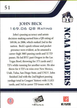 2007 Press Pass - Reflectors Proof #51 John Beck Back