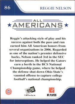 2007 Press Pass - Reflectors Proof #86 Reggie Nelson Back