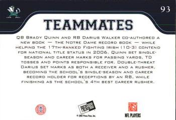 2007 Press Pass - Reflectors Proof #93 Brady Quinn / Darius Walker Back