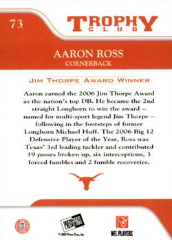 2007 Press Pass - Reflectors Solo #73 Aaron Ross Back
