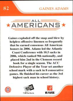 2007 Press Pass - Reflectors Solo #82 Gaines Adams Back