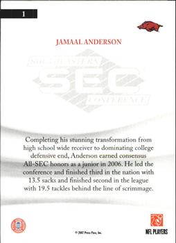 2007 Press Pass Legends - All Conference #1 Jamaal Anderson Back