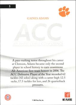 2007 Press Pass Legends - All Conference #5 Gaines Adams Back