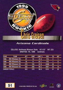 1999 Score Supplemental #S-1 Chris Greisen Back