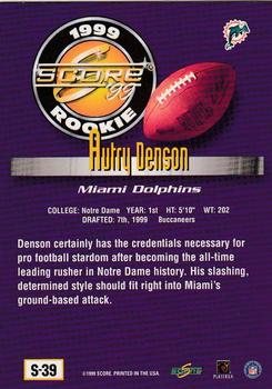 1999 Score Supplemental #S-39 Autry Denson Back