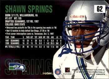 1999 SkyBox Dominion #62 Shawn Springs Back