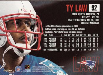 1999 SkyBox Dominion #92 Ty Law Back