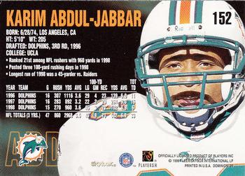 1999 SkyBox Dominion #152 Karim Abdul-Jabbar Back