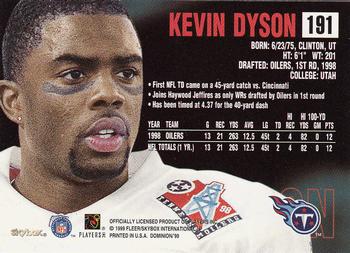 1999 SkyBox Dominion #191 Kevin Dyson Back