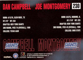 1999 SkyBox Dominion #230 Dan Campbell / Joe Montgomery Back