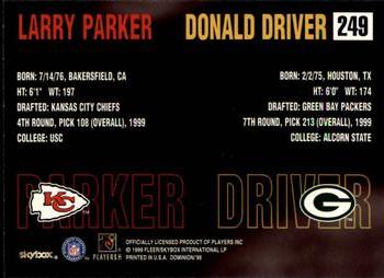 1999 SkyBox Dominion #249 Larry Parker / Donald Driver Back