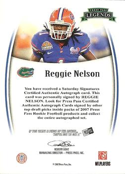2007 Press Pass Legends - Autographs #NNO Reggie Nelson Back