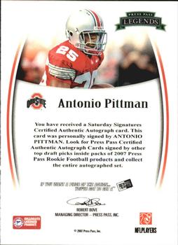 2007 Press Pass Legends - Autographs #NNO Antonio Pittman Back