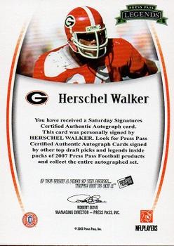 2007 Press Pass Legends - Autographs #NNO Herschel Walker Back