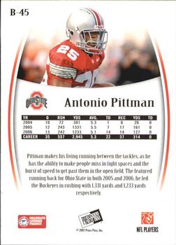 2007 Press Pass Legends - Bronze #B-45 Antonio Pittman Back
