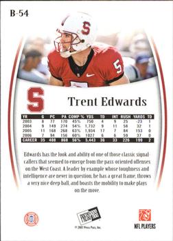 2007 Press Pass Legends - Bronze #B-54 Trent Edwards Back