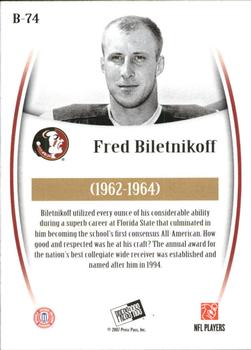 2007 Press Pass Legends - Bronze #B-74 Fred Biletnikoff Back