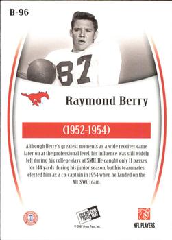 2007 Press Pass Legends - Bronze #B-96 Raymond Berry Back