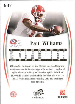 2007 Press Pass Legends - Gold #G-18 Paul Williams Back