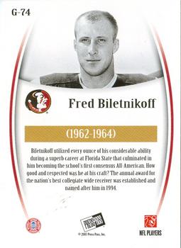 2007 Press Pass Legends - Gold #G-74 Fred Biletnikoff Back