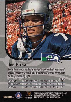 1999 SkyBox Molten Metal #4 Jon Kitna Back