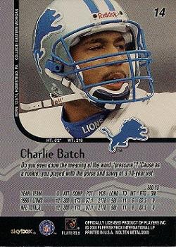 1999 SkyBox Molten Metal #14 Charlie Batch Back