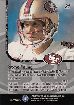1999 SkyBox Molten Metal #22 Steve Young Back