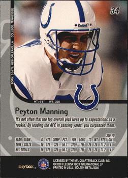 1999 SkyBox Molten Metal #34 Peyton Manning Back