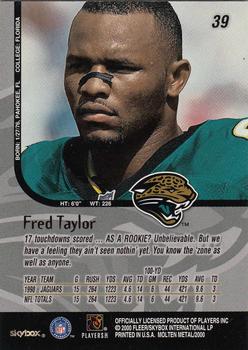 1999 SkyBox Molten Metal #39 Fred Taylor Back
