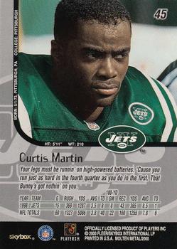 1999 SkyBox Molten Metal #45 Curtis Martin Back