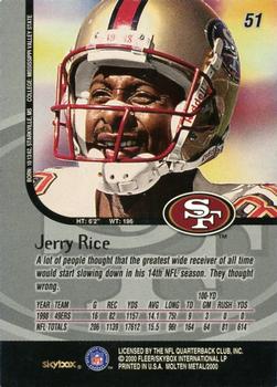 1999 SkyBox Molten Metal #51 Jerry Rice Back