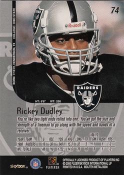 1999 SkyBox Molten Metal #74 Rickey Dudley Back