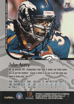 1999 SkyBox Molten Metal #79 John Avery Back
