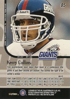 1999 SkyBox Molten Metal #85 Kerry Collins Back