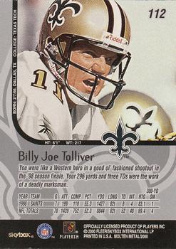 1999 SkyBox Molten Metal #112 Billy Joe Tolliver Back