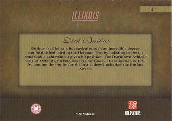2007 Press Pass Legends - Legendary Legacy #4 Dick Butkus Back