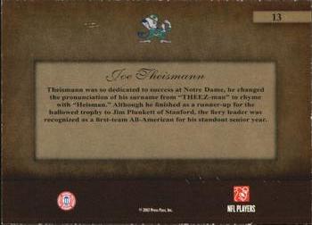 2007 Press Pass Legends - Legendary Legacy #13 Joe Theismann Back