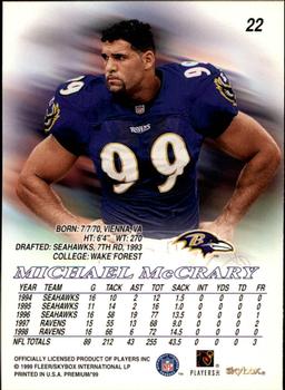 1999 SkyBox Premium #22 Michael McCrary Back