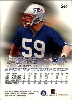 1999 SkyBox Premium #244 Andy Katzenmoyer Back