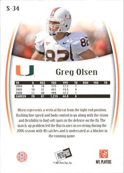 2007 Press Pass Legends - Silver #S-34 Greg Olsen Back