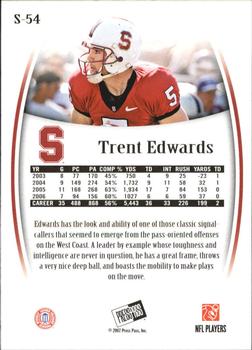 2007 Press Pass Legends - Silver #S-54 Trent Edwards Back