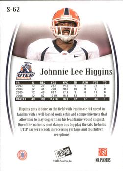 2007 Press Pass Legends - Silver #S-62 Johnnie Lee Higgins Back