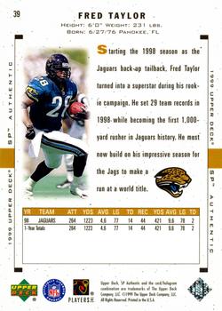 1999 SP Authentic #39 Fred Taylor Back