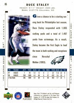 1999 SP Authentic #65 Duce Staley Back