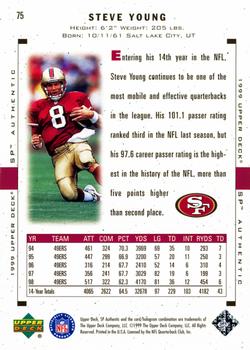 1999 SP Authentic #75 Steve Young Back