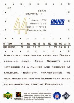 1999 SP Authentic #125 Sean Bennett Back