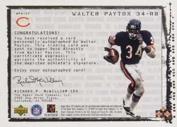 1999 SP Authentic #WPA-SP Walter Payton Back
