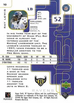 1999 SP Signature #10 Ray Lewis Back