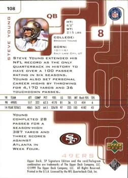 1999 SP Signature #108 Steve Young Back