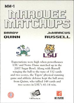 2007 Press Pass SE - Marquee Matchups #MM-1 JaMarcus Russell / Brady Quinn Back